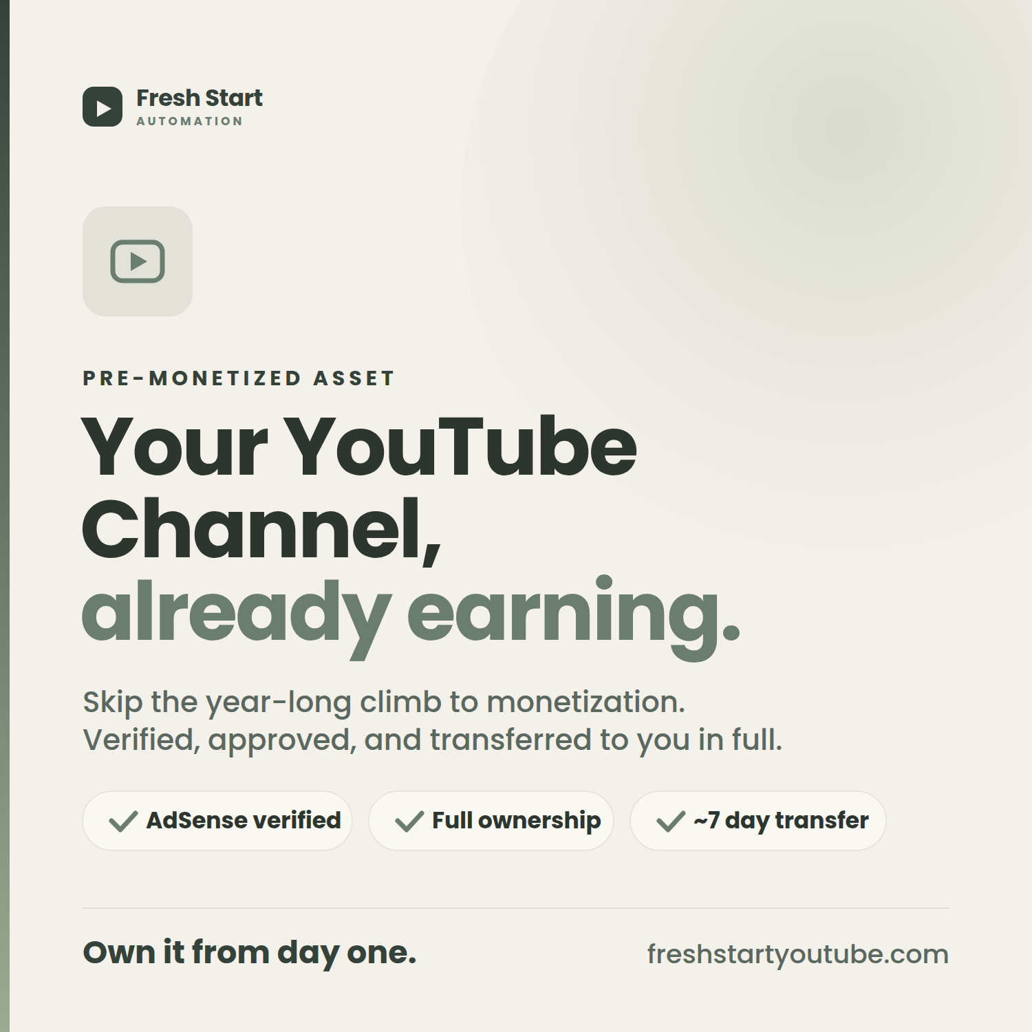 Pre-Monetized YouTube Channel Package
